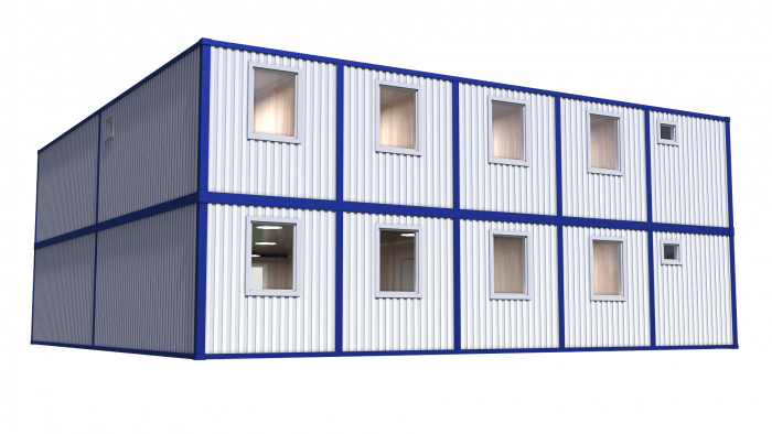 Модульное здание штаб строительства с туалетами в 2 этажа Модель: ВМ-М06