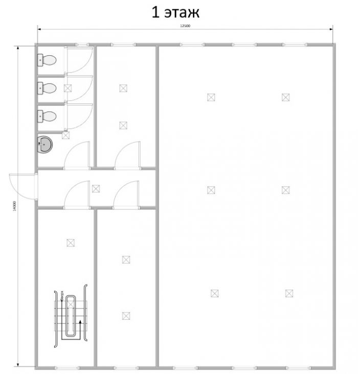 Модульное здание штаб строительства с туалетами в 2 этажа Модель: ВМ-М06