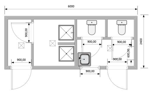 Бытовка сантехническая с душевыми и туалетами тип 1 модель: ВМ-БТ16